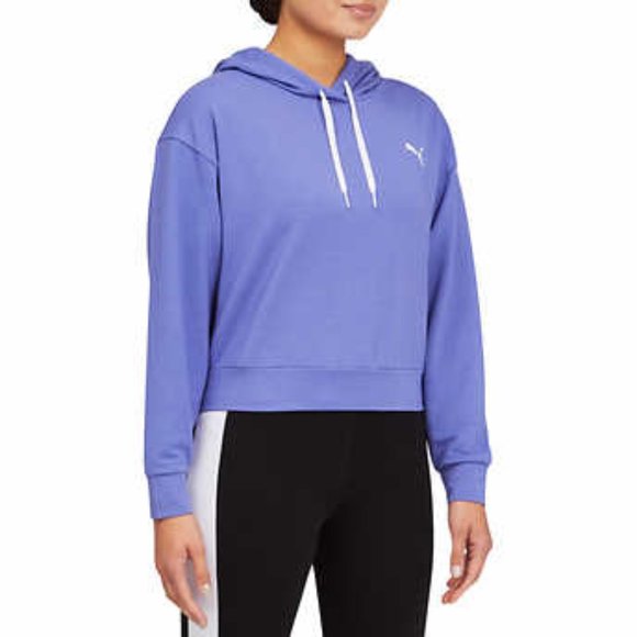 PUMA Women Lightweight Cropped Modern Sport Hoodie Pullover -Hazy Blue - Picture 1 of 9